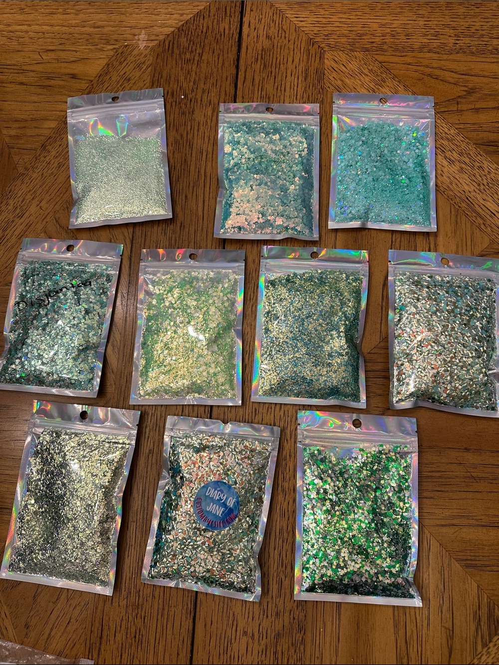 Assorted Green Iridescent Chunky Glitter Mixes - 10 Pack
